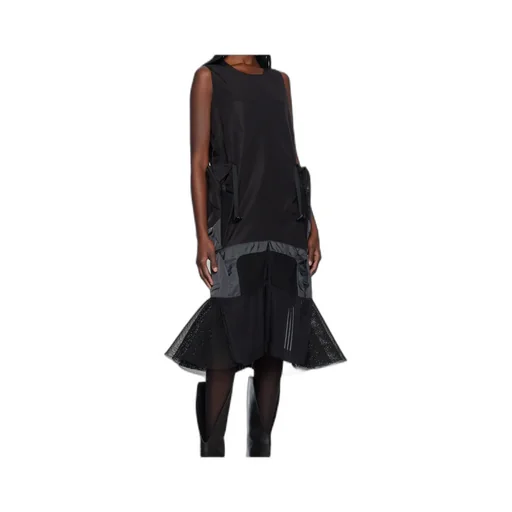 Black Paneled Midi Dress