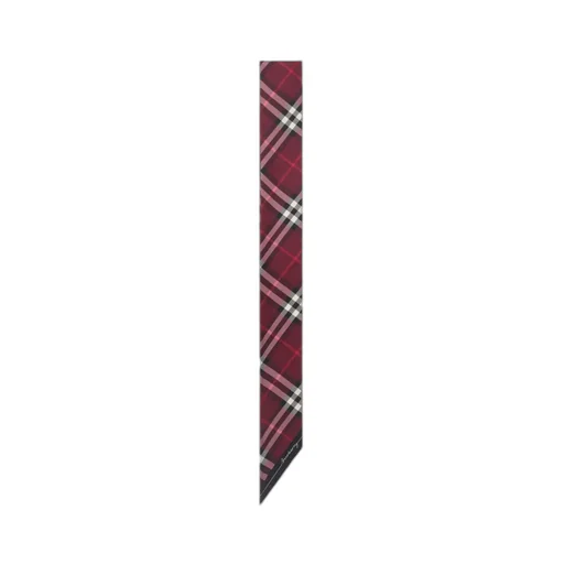 Skinny Contrast Check Silk Scarf