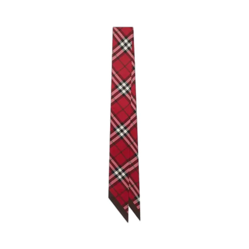 Skinny Contrast Check Silk Scarf