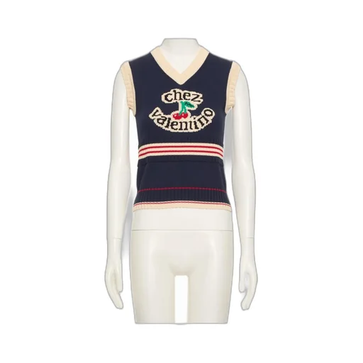 Valentino Chez Valentino Logo V-Neck Top