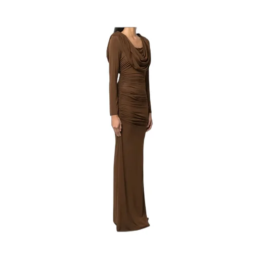 Cowl-Neck Draped Maxi Dress