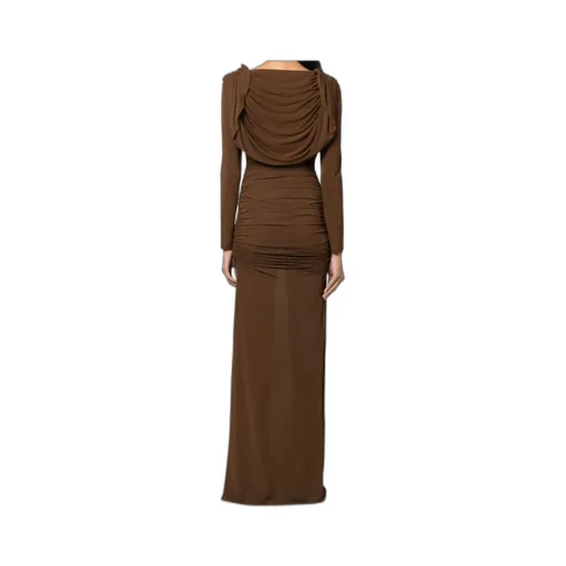 Cowl-Neck Draped Maxi Dress