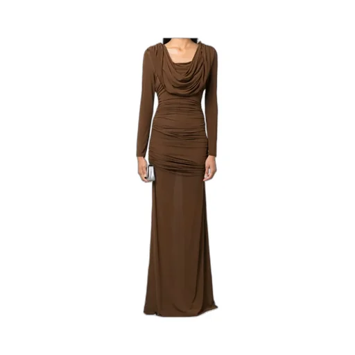 Cowl-Neck Draped Maxi Dress