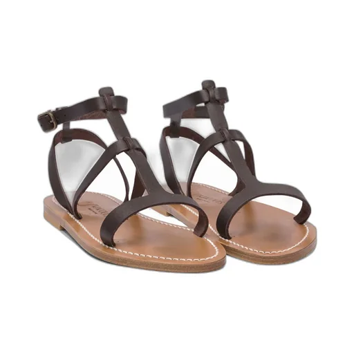Buckle-Fastening Leather Sandals