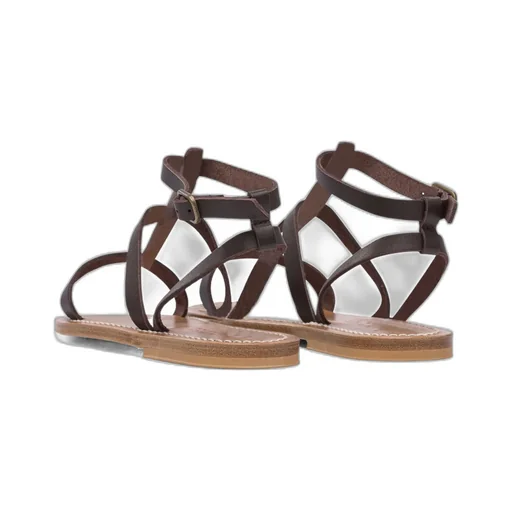 Buckle-Fastening Leather Sandals