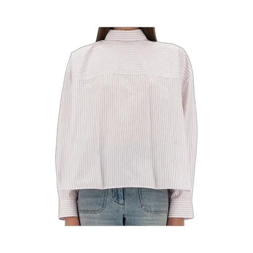 Victoria Beckham Striped Curved Hem Shirt
