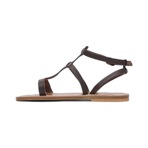Buckle-Fastening Leather Sandals