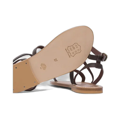Buckle-Fastening Leather Sandals