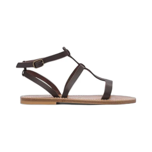 Buckle-Fastening Leather Sandals