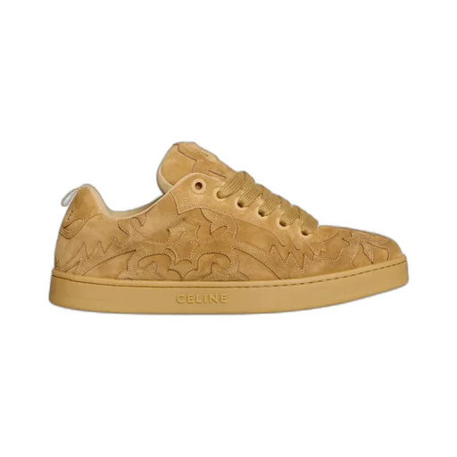 Celine Huntington Low Lace-Up Sneaker In Suede Calfskin And Mesh