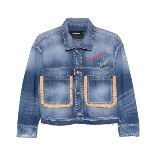 Dsquared2 Summer Lovers Medium Wash Maxi Denim Jacket