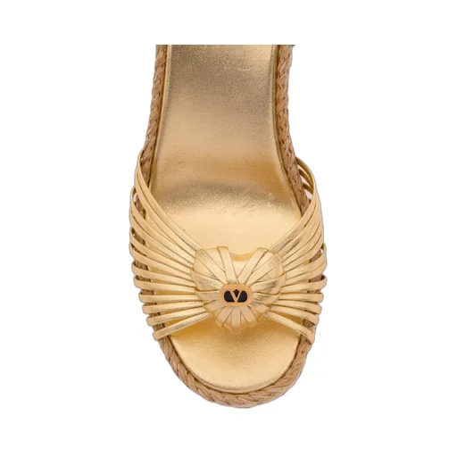 Royal Wedge Sandal In Metallic Nappa Leather 100Mm