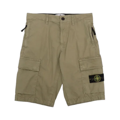 Stone Island Junior Compass-Motif Button Detailed Shorts