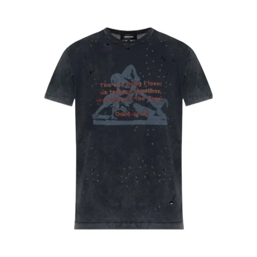 Dsquared2 Distressed Rivet-Embellished Printed T-Shirt