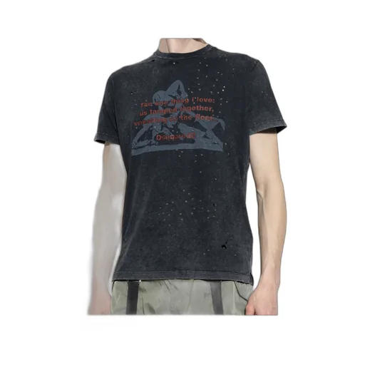 Dsquared2 Distressed Rivet-Embellished Printed T-Shirt