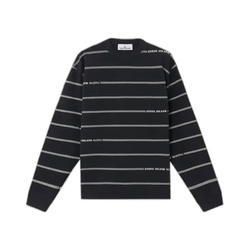 Stone Island Striped Oversized Fit Crewneck Sweatshirt