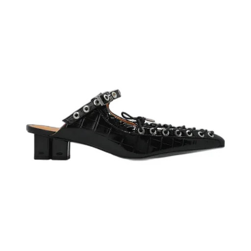 Ganni Lace-Up Oleatex Mules