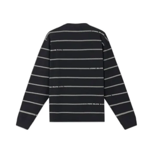 Stone Island Striped Oversized Fit Crewneck Sweatshirt