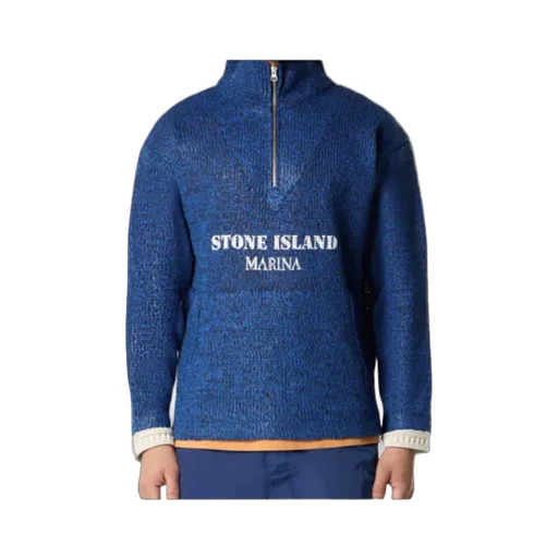 Stone Island Rubberised Effect Oversized-Fit Half-Zipper Jumper