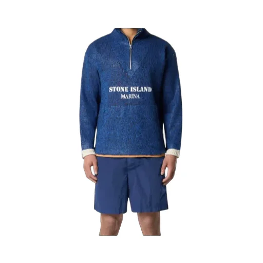 Stone Island Rubberised Effect Oversized-Fit Half-Zipper Jumper