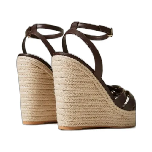 Twinset Leather And Rope Wedge Sandals
