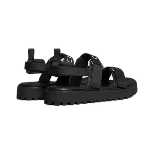 Celine Billie Strappy Sandal In Jacquard And Calfskin Celine