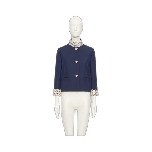 Lace-Trimmed Button-Detail Jacket