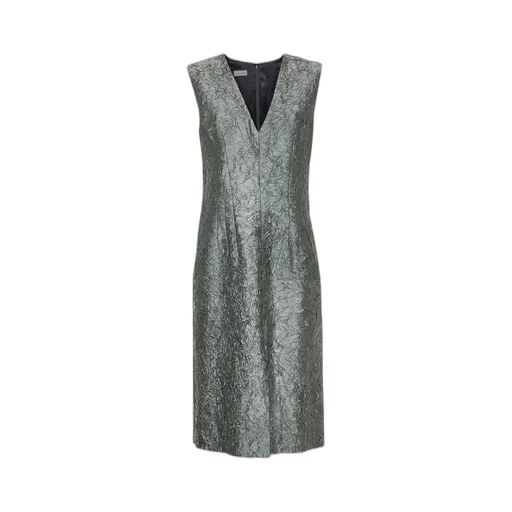 Dries Van Noten V-Neck Crinkle Effect Dress