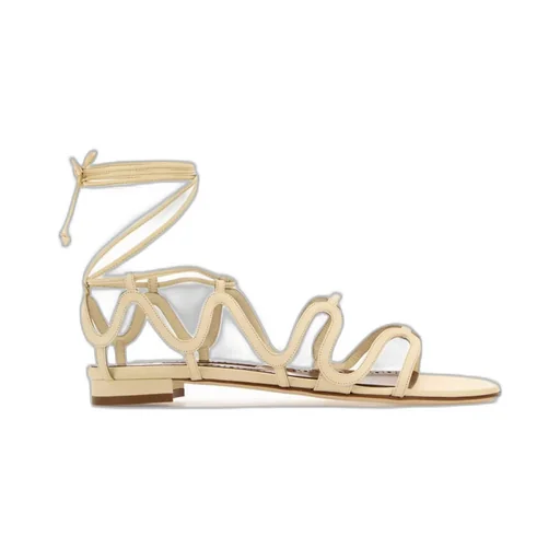 Manolo Blahnik Fawdaflat Cut-Out Detailed Ankle-Tied Sandals