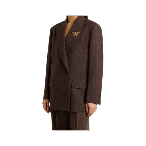 Pinstripe Butterfly-Brooch Blazer