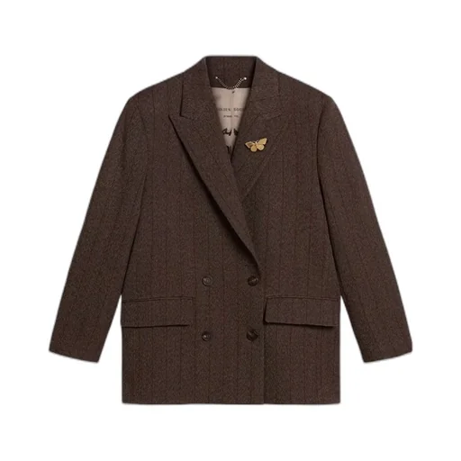 Pinstripe Butterfly-Brooch Blazer