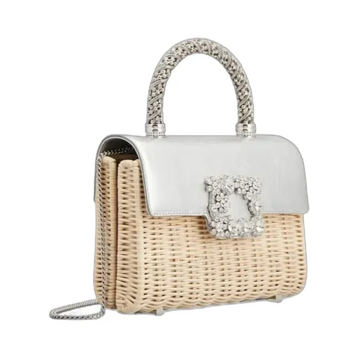 Jewel Efflorescence Mini Bag In Leather And Rattan