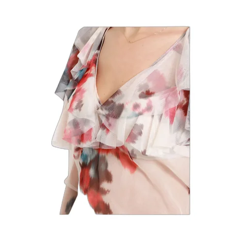 Printed Tulle Blouse