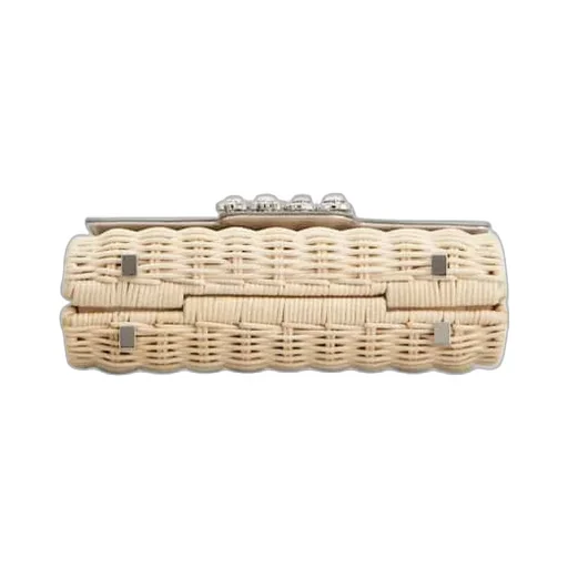 Jewel Efflorescence Mini Bag In Leather And Rattan