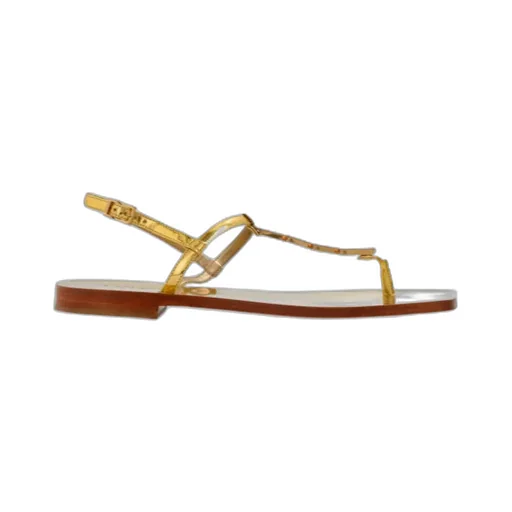 Versace Logo Applique T-Strap Sandals