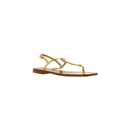 Versace Logo Applique T-Strap Sandals