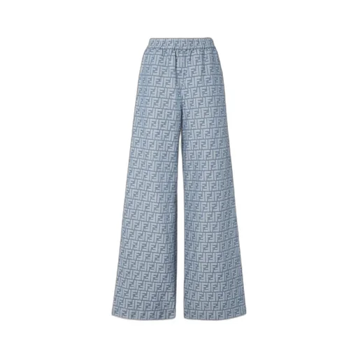 Fendi Ff Chambray Wide-Leg Pants
