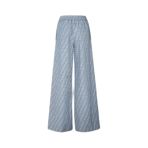 Fendi Ff Chambray Wide-Leg Pants