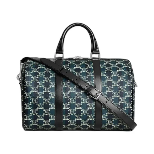 Large Boston In Striped Triomphe Canvas And Calfskin