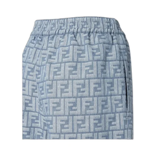 Fendi Ff Chambray Wide-Leg Pants