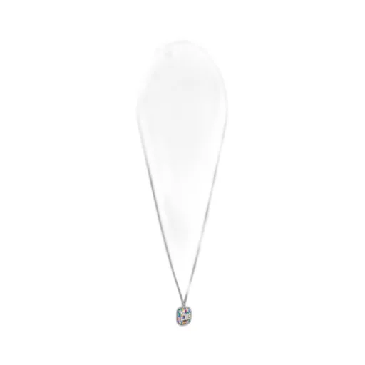 Iced Triomphe Pendant Necklace In Strass And Brass With Rhodium Finish