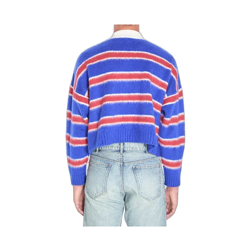 Polo Sweater In Brushed Striped Cotton