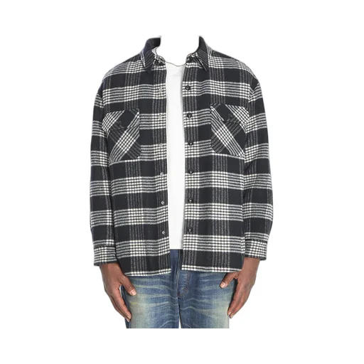 Quilted Overshirt In Checked Wool