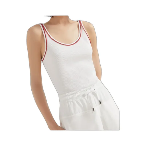 Brunello Cucinelli Piped-Trim Ribbed Tank Top