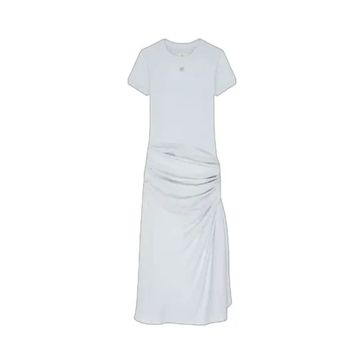Bi-Material Draped Midi Dress