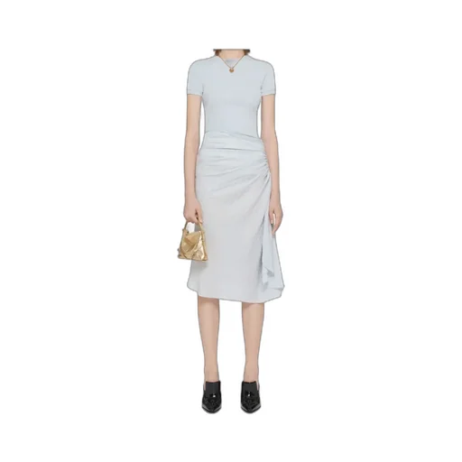 Bi-Material Draped Midi Dress