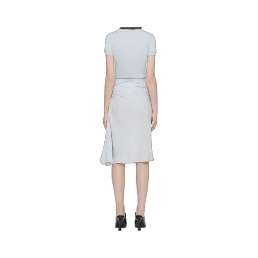 Bi-Material Draped Midi Dress