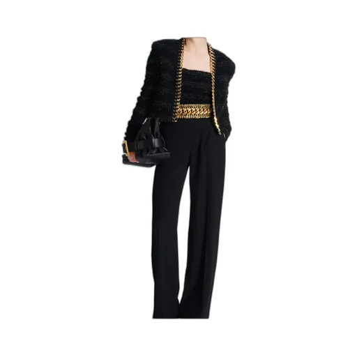 Balmain Chain Detailed Edge-To-Edge Knit Jacket