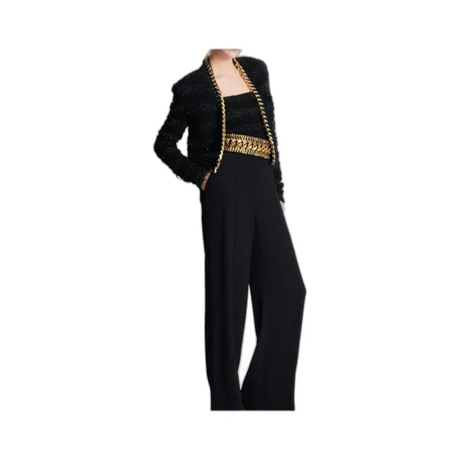 Balmain Chain Detailed Edge-To-Edge Knit Jacket