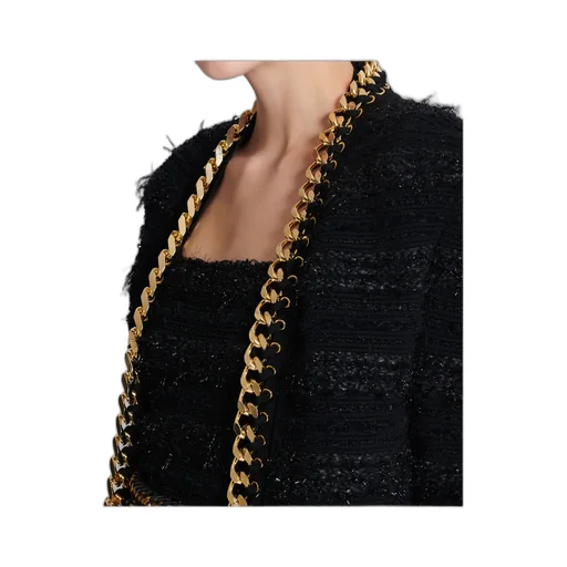 Balmain Chain Detailed Edge-To-Edge Knit Jacket